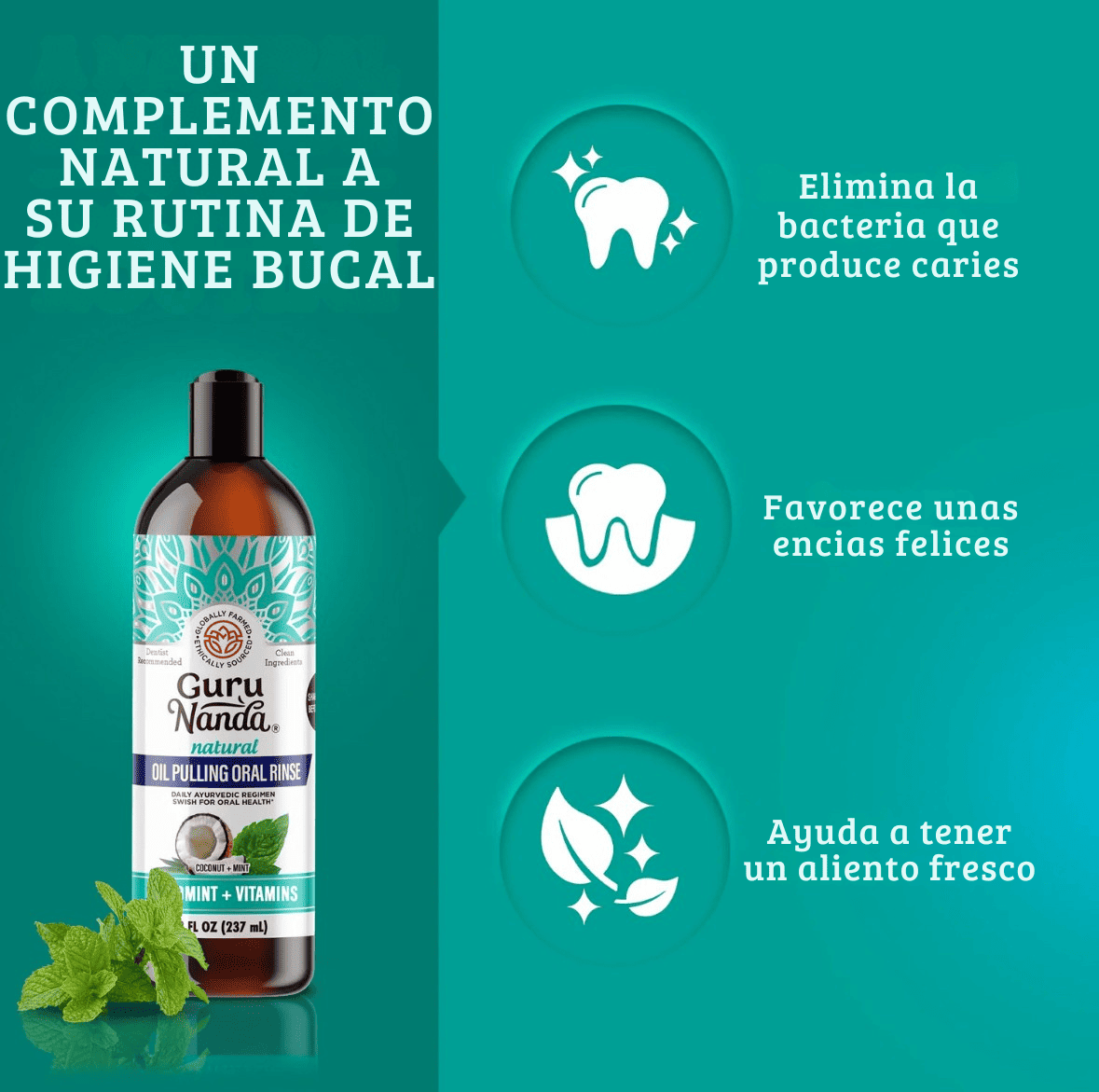 BLANQUEADOR DENTAL 100% EFECTIVO FÓRMULA NATURAL CON COCO Y MENTA - LIBRE DE FLÚOR Y ALCOHOL