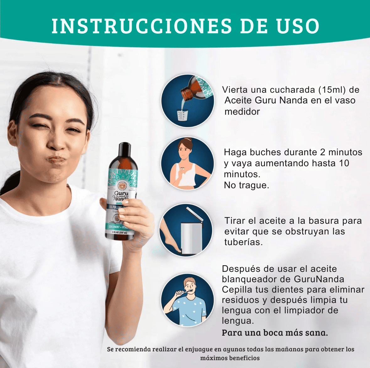 BLANQUEADOR DENTAL 100% EFECTIVO FÓRMULA NATURAL CON COCO Y MENTA - LIBRE DE FLÚOR Y ALCOHOL