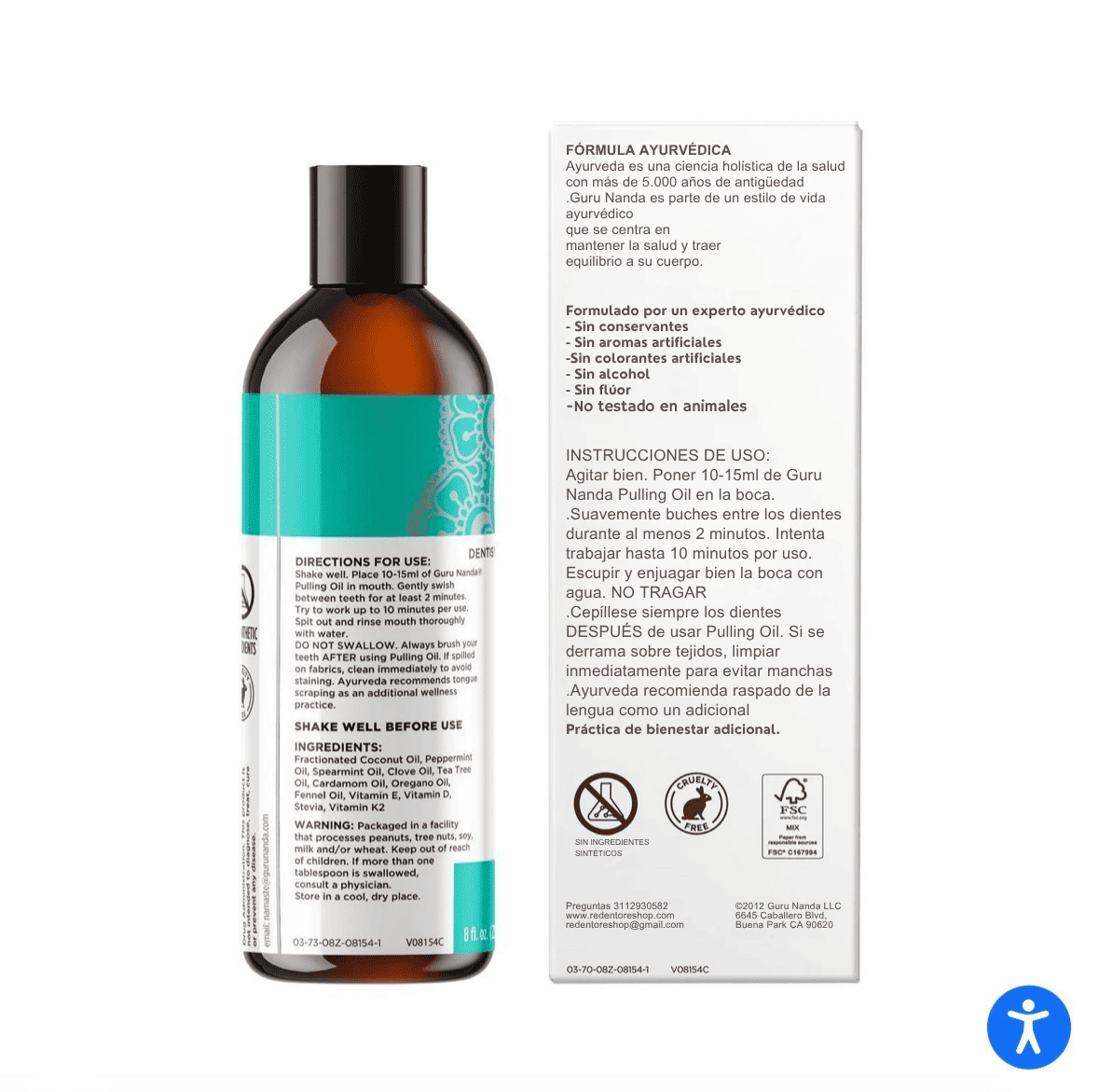 BLANQUEADOR DENTAL 100% EFECTIVO FÓRMULA NATURAL CON COCO Y MENTA - LIBRE DE FLÚOR Y ALCOHOL